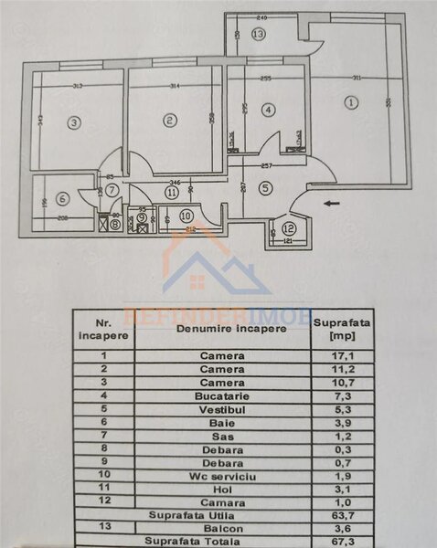 Apartament 3 camere zona Rahova
